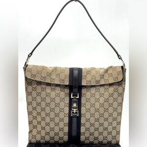 Gucci beautiful Tan and Black Monogram Shoulder Bag